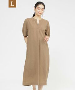 EVEX by KRIZIA  (大きいサイズ) / エヴェックス バイ クリツィア (オオキイサイズ) ロング・マキシ丈ワンピース | 【L】【カタログ掲載品】【接触冷感】【UV対策】【ウォッシャブル】リネンライクタンブラーワンピース