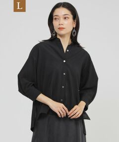 EVEX by KRIZIA  (大きいサイズ) / エヴェックス バイ クリツィア (オオキイサイズ) その他トップス | 【L】【接触冷感】【UV対策】【ウォッシャブル】リネンライクタンブラーショートブラウス