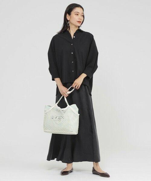 EVEX by KRIZIA  (大きいサイズ) / エヴェックス バイ クリツィア (オオキイサイズ) その他トップス | 【L】【接触冷感】【UV対策】【ウォッシャブル】リネンライクタンブラーショートブラウス | 詳細1