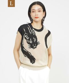 EVEX by KRIZIA  (大きいサイズ) / エヴェックス バイ クリツィア (オオキイサイズ) その他トップス | 【L】【カタログ掲載品】【ウォッシャブル】パンサージャカードメッシュニット