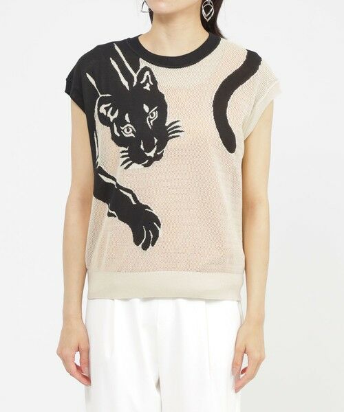 EVEX by KRIZIA  (大きいサイズ) / エヴェックス バイ クリツィア (オオキイサイズ) その他トップス | 【L】【カタログ掲載品】【ウォッシャブル】パンサージャカードメッシュニット | 詳細3