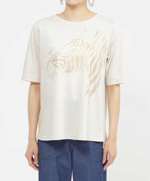 EVEX by KRIZIA  (大きいサイズ) / エヴェックス バイ クリツィア (オオキイサイズ) その他トップス | 【L】【SANYO Style EDITION掲載】【接触冷感】【ウォッシャブル】メタリックゼブラプリントカットソー | 詳細4