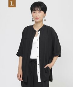 EVEX by KRIZIA  (大きいサイズ) / エヴェックス バイ クリツィア (オオキイサイズ) その他トップス | 【L】【夏でもさらっと】【吸水速乾】【ウォシャブル】バックサテンジョーゼットブラウス