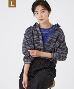 EVEX by KRIZIA  (大きいサイズ) / エヴェックス バイ クリツィア (オオキイサイズ) その他トップス | 【L】【接触冷感】【ウォッシャブル】シアーボイルゼブラロングシャツ