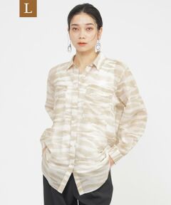 EVEX by KRIZIA  (大きいサイズ) / エヴェックス バイ クリツィア (オオキイサイズ) その他トップス | 【L】【接触冷感】【ウォッシャブル】シアーボイルゼブラロングシャツ