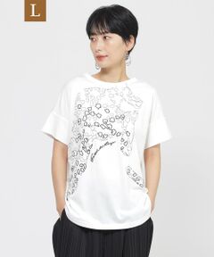 EVEX by KRIZIA  (大きいサイズ) / エヴェックス バイ クリツィア (オオキイサイズ) その他トップス | 【L】【接触冷感】【ウォッシャブル】パンサーエンブロイダリープルオーバーカットソー