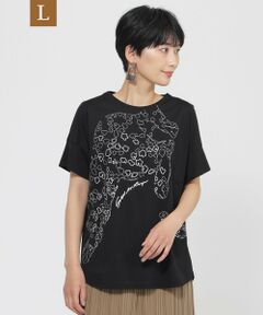 EVEX by KRIZIA  (大きいサイズ) / エヴェックス バイ クリツィア (オオキイサイズ) その他トップス | 【L】【接触冷感】【ウォッシャブル】パンサーエンブロイダリープルオーバーカットソー