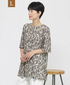 EVEX by KRIZIA  (大きいサイズ) / エヴェックス バイ クリツィア (オオキイサイズ) その他トップス | 【L】【接触冷感】【ウォシャブル】クールレオパードチュニックカットソー