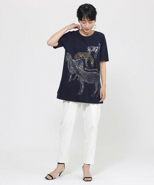 EVEX by KRIZIA  (大きいサイズ) / エヴェックス バイ クリツィア (オオキイサイズ) その他トップス | 【L】【接触冷感】【ウォシャブル】メタリックゼブラプリントチュニックカットソー | 詳細3