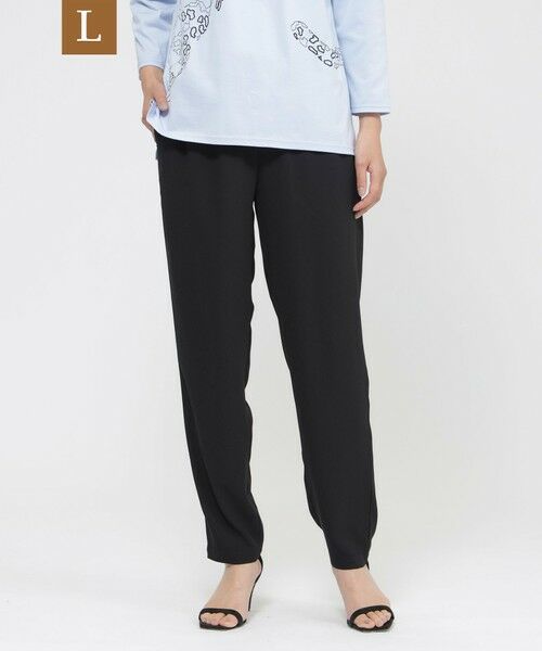 EVEX by KRIZIA  (大きいサイズ) / エヴェックス バイ クリツィア (オオキイサイズ) その他パンツ | 【L】【夏でもさらっと】【吸水速乾】【ウォシャブル】バックサテンジョーゼットイージーテーパードパンツ（ブラック）