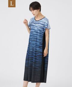 EVEX by KRIZIA  (大きいサイズ) / エヴェックス バイ クリツィア (オオキイサイズ) ロング・マキシ丈ワンピース | 【L】【接触冷感】【ウォッシャブル】グラデーションゼブラワンピース