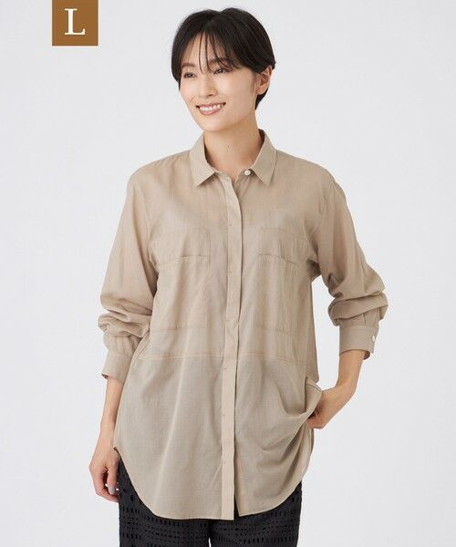 EVEX by KRIZIA  (大きいサイズ) / エヴェックス バイ クリツィア (オオキイサイズ) その他トップス | 【L】【接触冷感】【ウォッシャブル】シアーボイルロングシャツ（ベージュ）