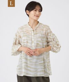 EVEX by KRIZIA  (大きいサイズ) / エヴェックス バイ クリツィア (オオキイサイズ) その他トップス | 【L】【接触冷感】【ウォシャブル】シアーボイルゼブラプルオーバーブラウス