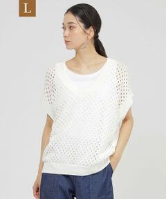 EVEX by KRIZIA  (大きいサイズ) / エヴェックス バイ クリツィア (オオキイサイズ) その他トップス | 【L】【SANYO Style EDITION掲載】【ウォッシャブル】アイレットメッシュレイヤードニット