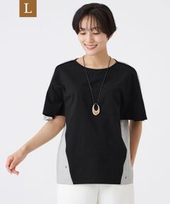 EVEX by KRIZIA  (大きいサイズ) / エヴェックス バイ クリツィア (オオキイサイズ) その他トップス | 【L】【マシンウォッシャブル】ストライプジャカードコンビカットソー