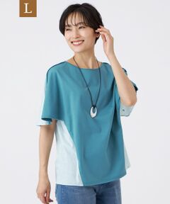 EVEX by KRIZIA  (大きいサイズ) / エヴェックス バイ クリツィア (オオキイサイズ) その他トップス | 【L】【マシンウォッシャブル】ストライプジャカードコンビカットソー