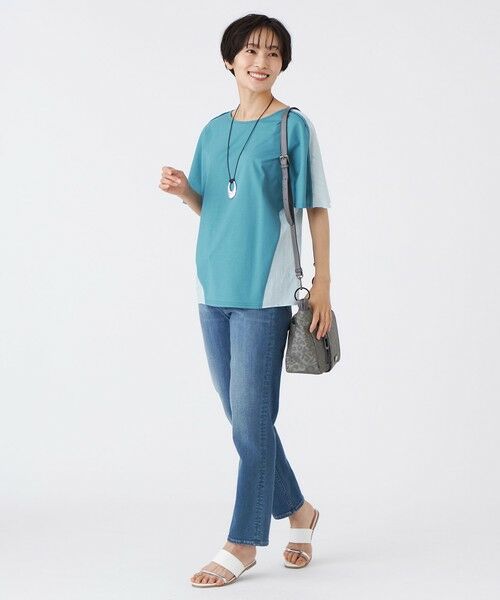 EVEX by KRIZIA  (大きいサイズ) / エヴェックス バイ クリツィア (オオキイサイズ) その他トップス | 【L】【マシンウォッシャブル】ストライプジャカードコンビカットソー | 詳細1