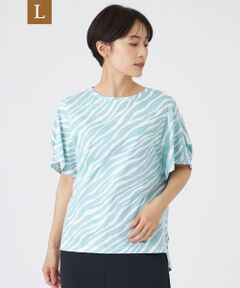 EVEX by KRIZIA  (大きいサイズ) / エヴェックス バイ クリツィア (オオキイサイズ) その他トップス | 【L】【ウォッシャブル】フローゼブラグリッタープリントカットソー