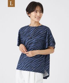 EVEX by KRIZIA  (大きいサイズ) / エヴェックス バイ クリツィア (オオキイサイズ) その他トップス | 【L】【ウォッシャブル】フローゼブラグリッタープリントカットソー