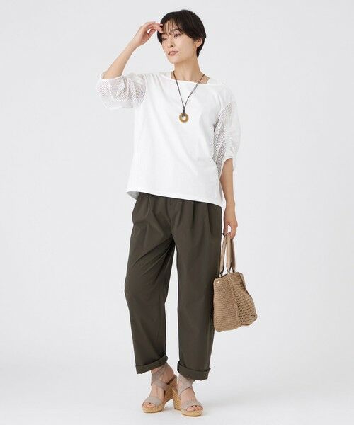 EVEX by KRIZIA  (大きいサイズ) / エヴェックス バイ クリツィア (オオキイサイズ) その他トップス | 【L】【ウォッシャブル】メッシュコンビカットソー | 詳細1