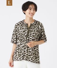 EVEX by KRIZIA  (大きいサイズ) / エヴェックス バイ クリツィア (オオキイサイズ) その他トップス | 【L】【接触冷感】【UV対策】【マシンウォッシャブル】カモフラパンサーギャザープルオーバー