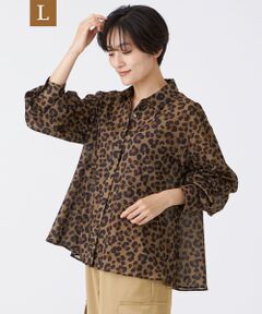 EVEX by KRIZIA  (大きいサイズ) / エヴェックス バイ クリツィア (オオキイサイズ) その他トップス | 【L】【接触冷感】【マシンウォッシャブル】パンサープリントペプラムシャツ