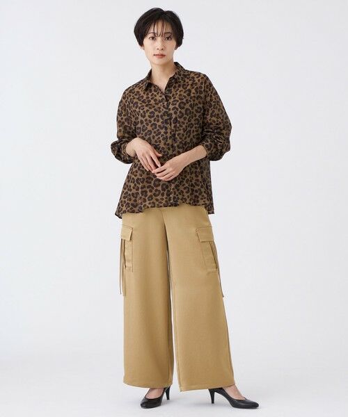 EVEX by KRIZIA  (大きいサイズ) / エヴェックス バイ クリツィア (オオキイサイズ) その他トップス | 【L】【接触冷感】【マシンウォッシャブル】パンサープリントペプラムシャツ | 詳細1