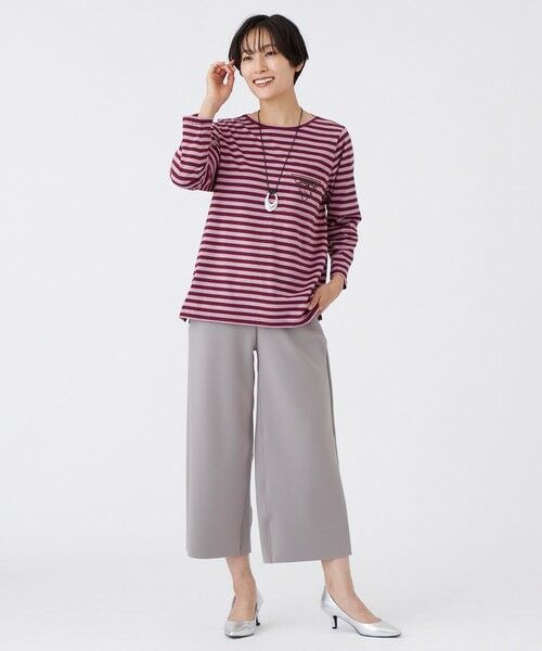 EVEX by KRIZIA  (大きいサイズ) / エヴェックス バイ クリツィア (オオキイサイズ) その他トップス | 【L】【接触冷感】【マシンウォッシャブル】エンブロイダリーボーダーカットソー | 詳細2