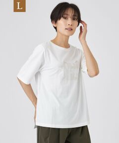 EVEX by KRIZIA  (大きいサイズ) / エヴェックス バイ クリツィア (オオキイサイズ) その他トップス | 【L】【接触冷感】【ウォッシャブル】グリッターロゴプリントカットソー