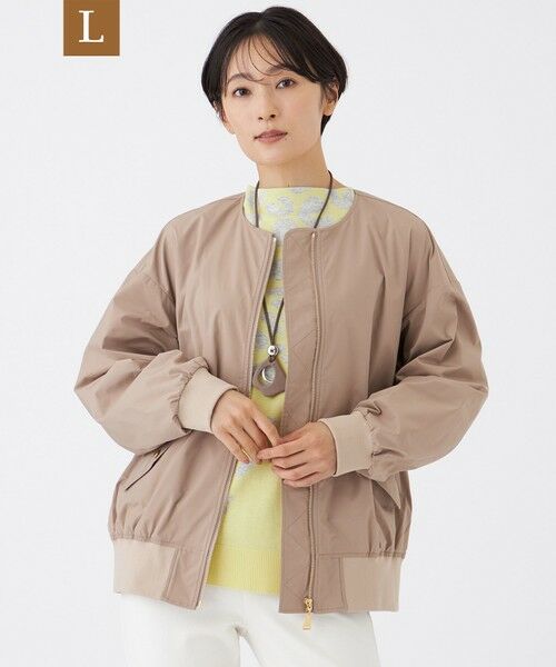 EVEX by KRIZIA (大きいサイズ)/エヴェックス バイ クリツィア (オオキイサイズ) 【L】【はっ水・マシンウォッシャブル】グレイスメモリーノーカラーブルゾン ベージュ 44