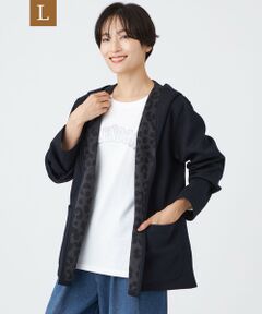 EVEX by KRIZIA  (大きいサイズ) / エヴェックス バイ クリツィア (オオキイサイズ) テーラードジャケット | 【L】【リバーシブル】【ウォッシャブル】レオパードダンボールフーデットコーディガン