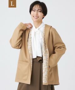 EVEX by KRIZIA  (大きいサイズ) / エヴェックス バイ クリツィア (オオキイサイズ) テーラードジャケット | 【L】【リバーシブル】【ウォッシャブル】レオパードダンボールフーデットコーディガン