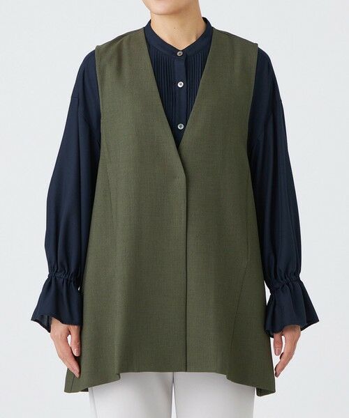 EVEX by KRIZIA  (大きいサイズ) / エヴェックス バイ クリツィア (オオキイサイズ) ベスト | 【L】【吸水速乾】【遮熱】【着用じわ防止】【ストレッチ性】ドライメランジフレアジレ | 詳細4