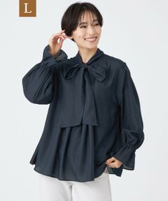 EVEX by KRIZIA  (大きいサイズ) / エヴェックス バイ クリツィア (オオキイサイズ) その他トップス | 【L】【マシンウォッシャブル】スパンローンボウタイブラウス