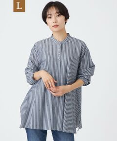 EVEX by KRIZIA  (大きいサイズ) / エヴェックス バイ クリツィア (オオキイサイズ) その他トップス | 【L】【カタログ掲載品】【ウォッシャブル】ストライプジャカードビジューブラウス