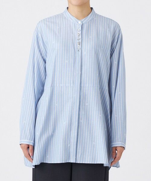 EVEX by KRIZIA  (大きいサイズ) / エヴェックス バイ クリツィア (オオキイサイズ) その他トップス | 【L】【カタログ掲載品】【ウォッシャブル】ストライプジャカードビジューブラウス | 詳細4