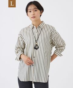 EVEX by KRIZIA  (大きいサイズ) / エヴェックス バイ クリツィア (オオキイサイズ) その他トップス | 【L】【カタログ掲載】【ウォッシャブル】ジャカードラメストライプシャツ