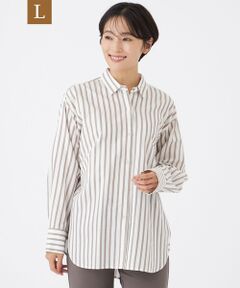 EVEX by KRIZIA  (大きいサイズ) / エヴェックス バイ クリツィア (オオキイサイズ) その他トップス | 【L】【カタログ掲載】【ウォッシャブル】ジャカードラメストライプシャツ