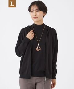 EVEX by KRIZIA  (大きいサイズ) / エヴェックス バイ クリツィア (オオキイサイズ) その他トップス | 【L】【カタログ掲載】【ウォッシャブル】ラメハイゲージニットパーカー