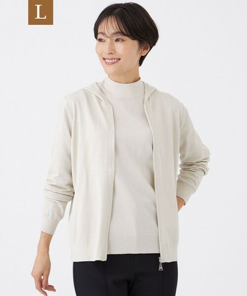 EVEX by KRIZIA (大きいサイズ)/エヴェックス バイ クリツィア (オオキイサイズ) 【L】【カタログ掲載】【ウォッシャブル】ラメハイゲージニットパーカー オフホワイト 46