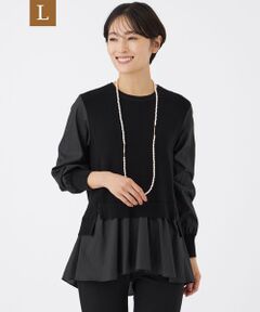 EVEX by KRIZIA  (大きいサイズ) / エヴェックス バイ クリツィア (オオキイサイズ) その他トップス | 【L】【カタログ掲載】【ウォッシャブル】ドビーストライプシャツコンビニット