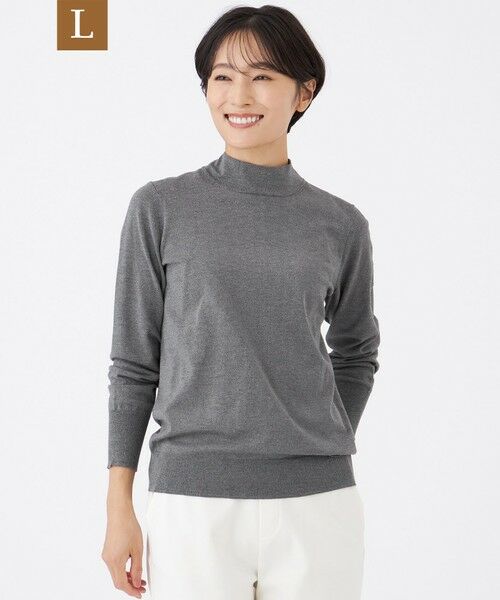 EVEX by KRIZIA (大きいサイズ)/エヴェックス バイ クリツィア (オオキイサイズ) 【L】【カタログ掲載】【ウォッシャブル】ラメハイゲージニットハイネックプルオーバー チャコールグレー 46