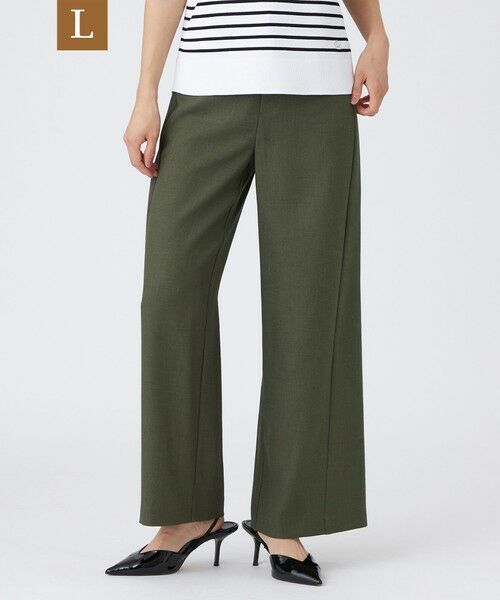 EVEX by KRIZIA (大きいサイズ)/エヴェックス バイ クリツィア (オオキイサイズ) 【L】【吸水速乾】【遮熱】【着用じわ防止】【ストレッチ性】ドライメランジワイドパンツ グリーン5 44