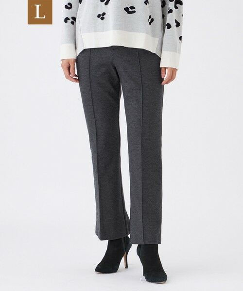 EVEX by KRIZIA (大きいサイズ)/エヴェックス バイ クリツィア (オオキイサイズ) 【L】【25AWモデル】【マシンウォッシャブル・保温性・吸湿発熱】デュアルウォームセミフレアパンツ チャコールグレー 44