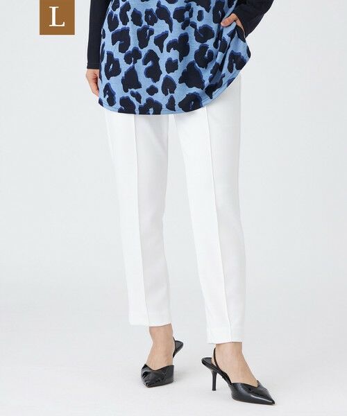 EVEX by KRIZIA (大きいサイズ) / エヴェックス バイ クリツィア (オオキイサイズ) その他パンツ | 【L】【シーズンレスに活躍!】【マシンウォッシャブル】ダンボールニットピンタックパンツ(オフホワイト)