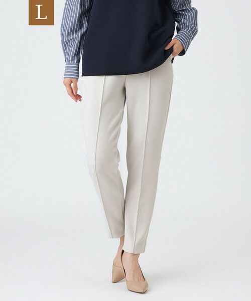 EVEX by KRIZIA (大きいサイズ) / エヴェックス バイ クリツィア (オオキイサイズ) その他パンツ | 【L】【シーズンレスに活躍!】【マシンウォッシャブル】ダンボールニットピンタックパンツ(グレー系1)