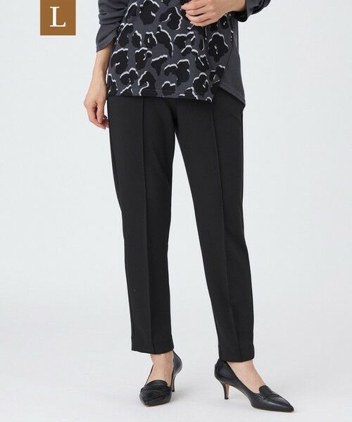 EVEX by KRIZIA (大きいサイズ) / エヴェックス バイ クリツィア (オオキイサイズ) その他パンツ | 【L】【シーズンレスに活躍!】【マシンウォッシャブル】ダンボールニットピンタックパンツ(ブラック)