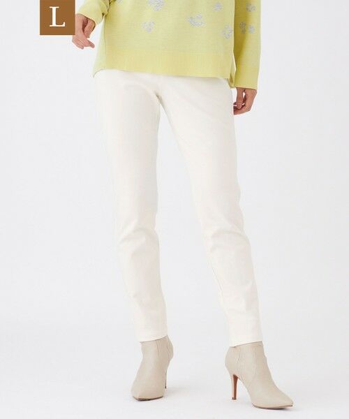 EVEX by KRIZIA (大きいサイズ)/エヴェックス バイ クリツィア (オオキイサイズ) 【L】【ベストセラー】【マシンウォッシャブル・保温性・吸湿発熱】デュアルウォームテーパードパンツ オフホワイト 46