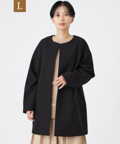 EVEX by KRIZIA  (大きいサイズ) / エヴェックス バイ クリツィア (オオキイサイズ) その他アウター | 【L】【カタログ掲載】【ウォッシャブル】ウールライクジャージ—ノーカラーコーディガン