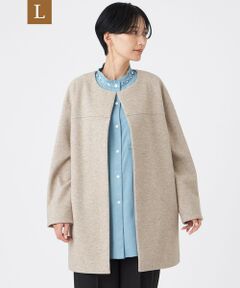 EVEX by KRIZIA  (大きいサイズ) / エヴェックス バイ クリツィア (オオキイサイズ) その他アウター | 【L】【カタログ掲載】【ウォッシャブル】ウールライクジャージ—ノーカラーコーディガン